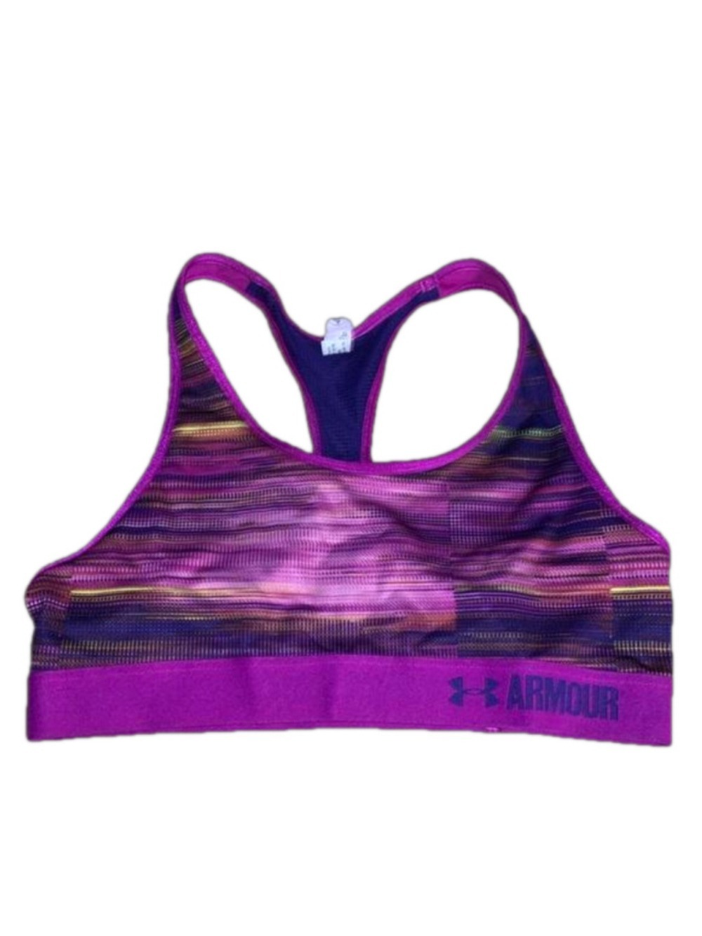 Under Armour youth sports bra purple and navy blue youth large